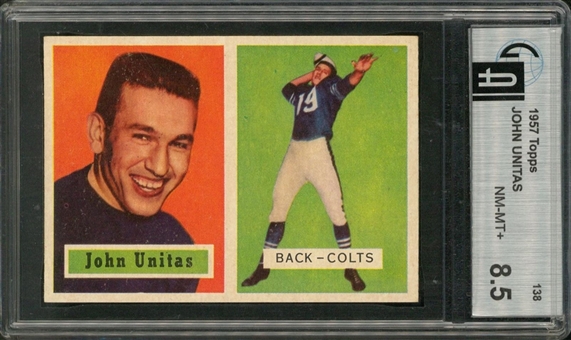 1957 Topps #138 John Unitas Rookie Card – GAI NM-MT+ 8.5